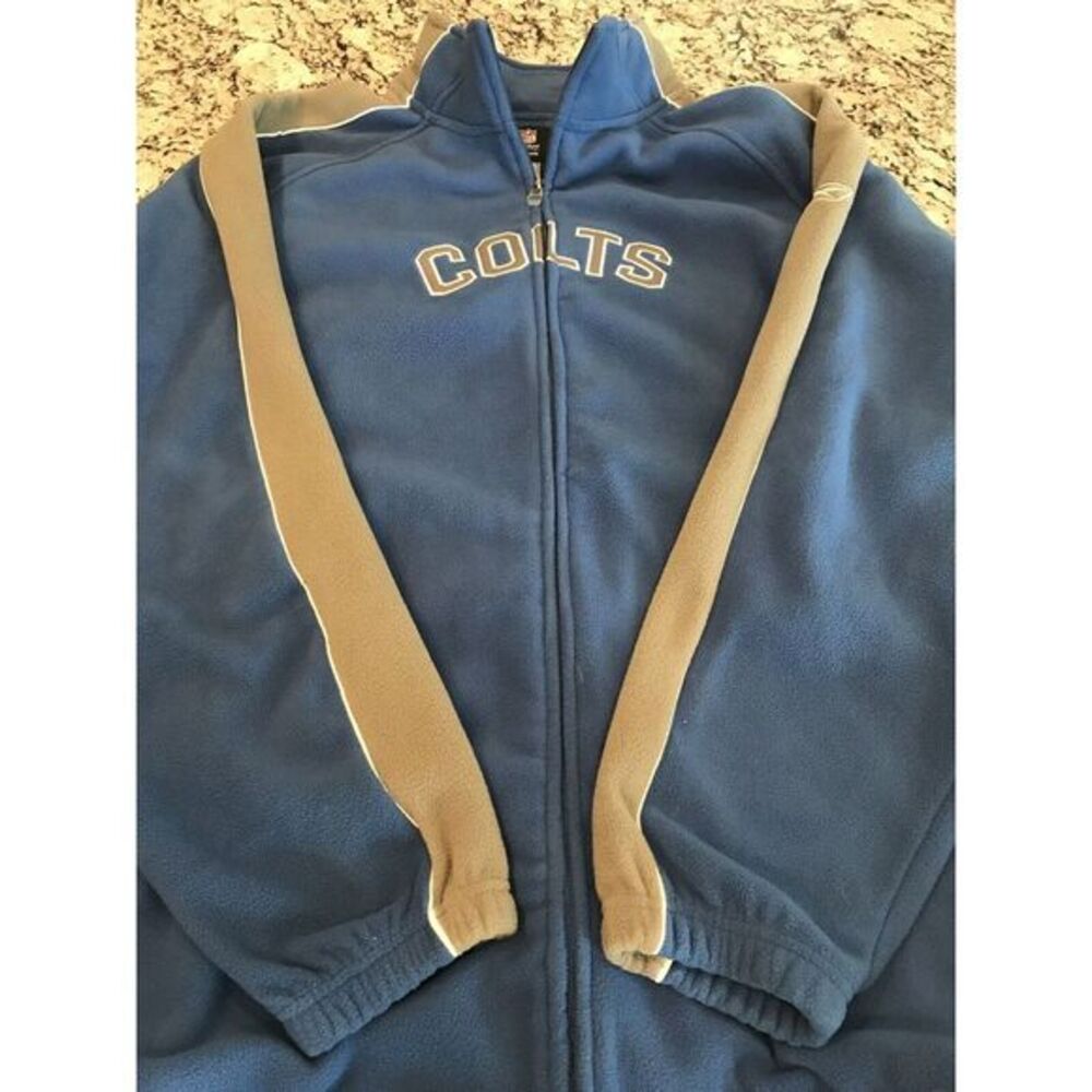 Indianapolis Colts Spell Out Full‎ Zip Fleece Jacket Mens 2XL /2TG Reebok